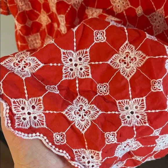 Ruby Rd. Red and White Patterned Blouse - Picture 3 of 4